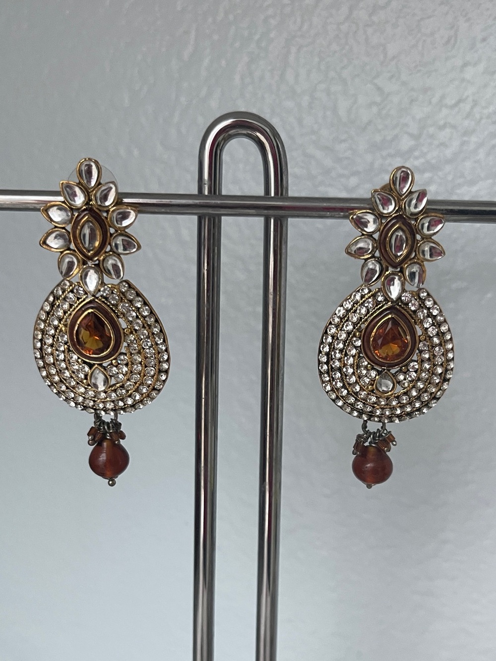 NWO Gold-Tone Amber Teardrop Dangle Earrings - Women Jewelry